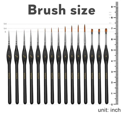 Miniature Paint Brushes, 15PCS Model Brushes Detail Paint Brush Set, Fine Detailing for Watercolor, Oil, Face, Acrylic, Nail, Line Drawing, Scale Model Painting（Black） - size: 15PCS