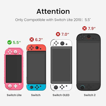 Protective Case for Switch Lite 2019, with Thumb Grip Caps | Only Fits Switch Lite 2019 (5.5"), Not for Switch 2 (2025 Release, 7.9"), No Screen Srotector Included, Pink - color: Pink