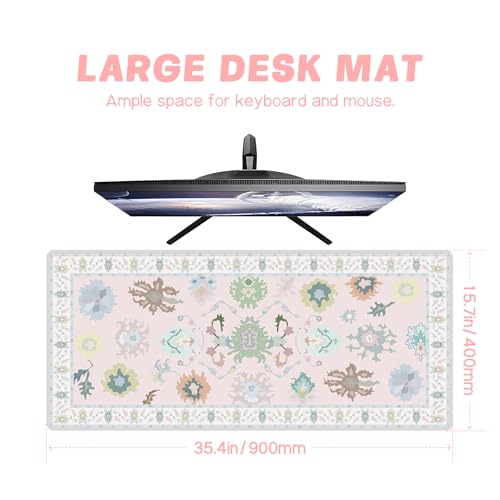 Baziabbo Pink Ozarks Desk Mat,XXL Extended Big Mouse Pad,Gaming Mousepad with Stitched Edge,Non-Slip Rubber Base Keyboard Desk Pad for Home Office Study Game - color: Pink Ozarks