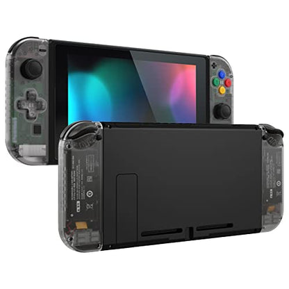 eXtremeRate Clear Black Joycon Handheld Controller Housing (D-Pad Version) with Colorful Buttons, DIY Replacement Shell Case for Nintendo Switch Joy-Con – Console Shell NOT Included - color: Clear Black
