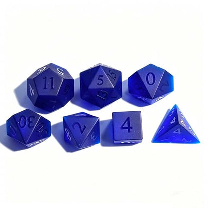Blue Gemstone DND Dice Set, 7PCS Dungeons and Dragons Gem Dice Polyhedral Gem Stone Dice Set for Role Playing Game - color: Blue Stone