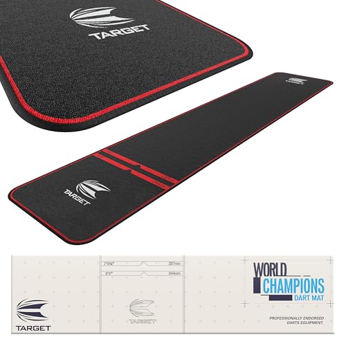 Target Darts Dart Mat - World Champions/Ink/Mod | Dart Oche Mat with Soft Tip and Steel Tip Throw Line Distances | Non Slip Carpet Mats for Floor and Dart Tips Protection | Darts Accessories - color: Red