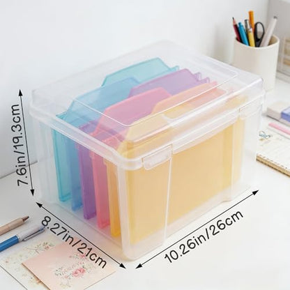Greeting Card Storage & Organizer Box with 6 Removable Dividers for Holiday Birthday Get Well Cards Photos, Crafts, Scrapbooking