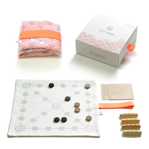 Giftable YUTNORI(Portable Board Game), Traditional Korean Party Game (with Unique Dice), Korean Folk Game YUNNORI, 2~4Teams, 15min, Strategy & Luck, Fast Pace, Mini Board Game