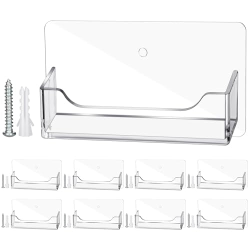 Wesiti 8 Pcs Wall Mount Business Card Holder Clear Acrylic Fit 40-50 | Plastic Business Card Holder Office Cards Display Stand Visiting Cards Desktop Organizer for Wall Mount or Place on Desk