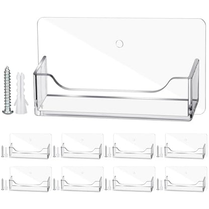 Wesiti 8 Pcs Wall Mount Business Card Holder Clear Acrylic Fit 40-50 | Plastic Business Card Holder Office Cards Display Stand Visiting Cards Desktop Organizer for Wall Mount or Place on Desk