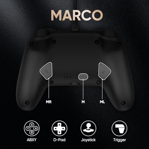 BETMI Wired Pro Controller for Switch 2, C Button | 9-Axis, Hall Effect Joysticks Gamepad, Macro/Programmable, Back Button, Dual Vibration, 3.5mm Audio Jack - color: Black