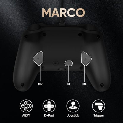 BETMI Wired Pro Controller for Switch 2, C Button | 9-Axis, Hall Effect Joysticks Gamepad, Macro/Programmable, Back Button, Dual Vibration, 3.5mm Audio Jack - color: Black