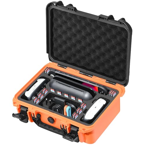 Travel Hard Carrying Case for Switch 2: Deluxe Waterproof Travel Cases, All In One Carrying Case for Nintendoo Switch 2 Console, Pro Controller X 2, Dock, And Other Accessories - Parties & Gatherings - color: Black &Orange