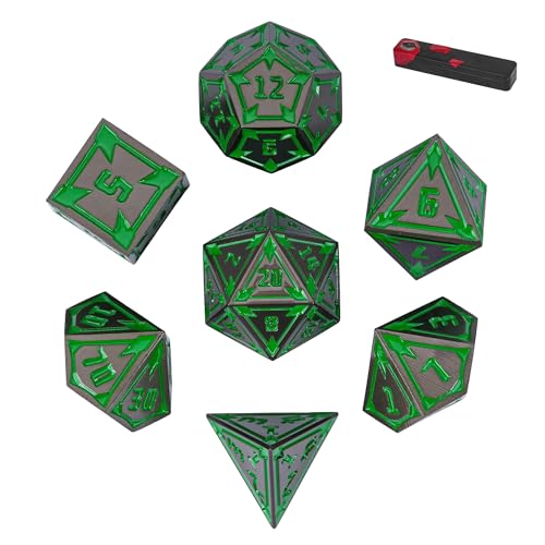 UDIXI Metal DND Dice Set, Metal Polyhedral Dice D&D for Board Games (Black) | 7-Pieces, Lozenge Pattern, Zinc Alloy Material, Gorgeous Gift Case, DM Gift, for Dungeons and Dragons Role Playing Games - color: Black