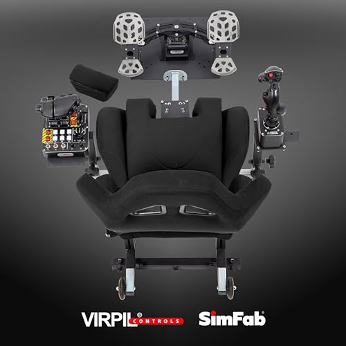 SimFab Modular Flight Simulator Cockpit For Combat Simulation. DCS Edition. Compatible With Thrustmaster Warthog, WinWing, VirPil, VKB And Alike Controls. Upgradable To General Aviation, Space Sim Or Sim Racing. (black seat) - color: black seat