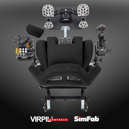SimFab Modular Flight Simulator Cockpit For Combat Simulation. DCS Edition. Compatible With Thrustmaster Warthog, WinWing, VirPil, VKB And Alike Controls. Upgradable To General Aviation, Space Sim Or Sim Racing. (black seat) - color: black seat