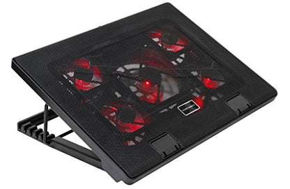 Mars Gaming MNBC2 Laptop Cooling Pad (Up to 17.3 Inches, 5 Fans, Red LED, 2x USB 2.0, Black)