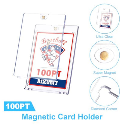 20 Pack 100pt One Touch Magnetic Card Holders for Trading Cards | V Protection Hard Plastic Magnet Card Protectors, Magnetic Card Sleeve For Standard Collectible Trading Cards,Baseball Cards - size: 20ct 100PT Card Holder