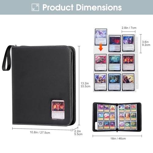 ProCase 900-Pocket Card Binder with Clear Window -Black | 9 Double-sided Pockets, Trading Cards Colletction Album Holder, Removable Sleeves, Holds MTG, TCG, Sports & Football Cards - color: Black