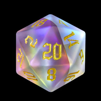 LUCKY-M Prism Glass Rainbow DND Dice Set, Dungeons and Dragons Unique Dice Set RPG Transparent Dice D&D Sets, D20 D12 D10 D00 D8 D6 D4 Cool D and D Dice - color: 5.frosted Rainbow Gold Number