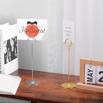 Urban Deco 16 Pieces Table Card Holder 8 inches Silver Place Steel Card holders for Photos, Food Signs, Memo Notes, Weddings, Restaurants, Birthdays. - color: Silver