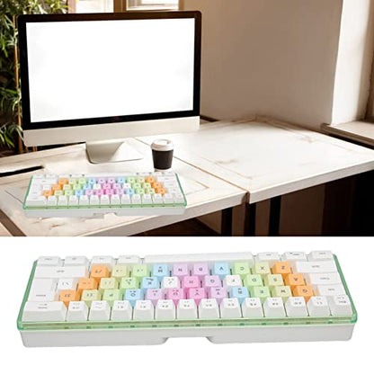 61 Keys Mechanical Gaming Keyboard RGB Backlit Compact 60 Percent Wired Keyboard with Colorful Keycaps for PC, Office Amp,Gaming Portable Mini Keyboard with Optical Switches (White) - color: White