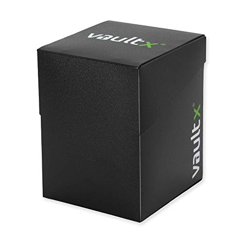Vault X Large Standard Deck Box with 150 Black Sleeves, fits 100+ Sleeved Trading Cards (Black) - color: Black