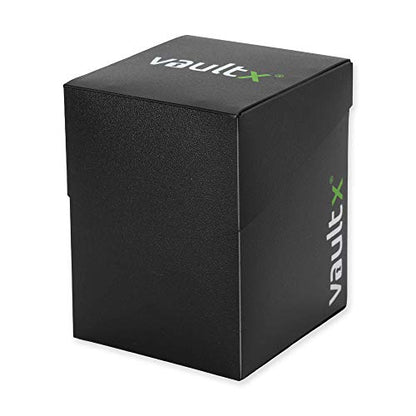 Vault X Large Standard Deck Box with 150 Black Sleeves, fits 100+ Sleeved Trading Cards (Black) - color: Black