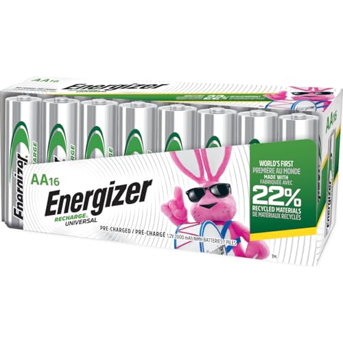 Energizer Recharge Universal Rechargeable AA Batteries (16 Pack), Double A Rechargeable Batteries - size: 16 Count (Pack of 1), style: AA