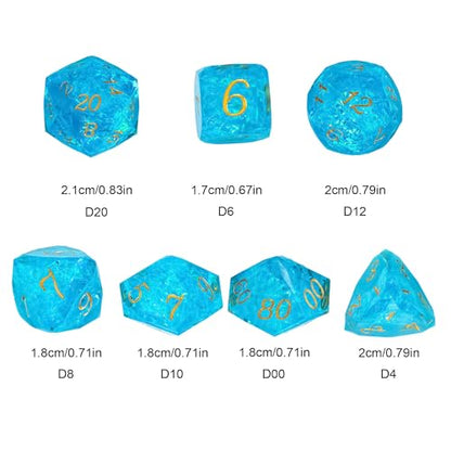 7PCS DND Dice Set,Transparent Sharp Edge Dice Set D&D RPG Polyhedral Die,for Dungeons and Dragons TTRPG Games Roleplaying Games,with Gift Box(Galaxy Blue) - color: Galaxy Blue