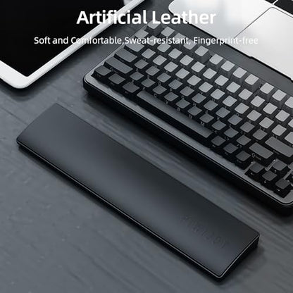 Ergonomic Keyboard Wrist Rest, Memory Foam Wrist Support Pad with PU Leather Surface, Non-Slip Base, Sweat-Resistant Design for Mechanical Keyboards, Laptop, Office, Gaming and Typing