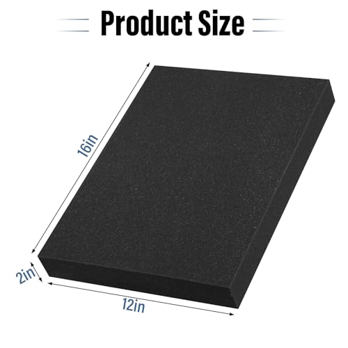 4pcs High Density Packing Foam Sheets, Black Polyurethane Foam Padding, Cushioning Foam Inserts for Cases, Shipping, Storage Drawer - 16" X 12" X 2" - size: 2" Thick
