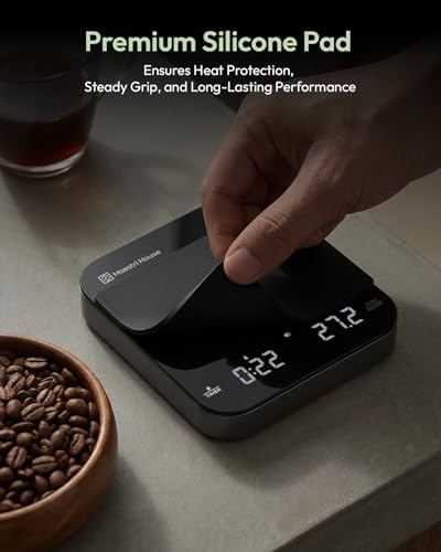Maestri House S2 Espresso Coffee Scale with Timer 0.1g Precision Shot Scale | USB-C Rechargeable, Dual Timing Modes, 2kg/0.1g Digital Scale with Borosilicate Glass Top for Espresso and Pour-Over Brewing - color: Black&Silver