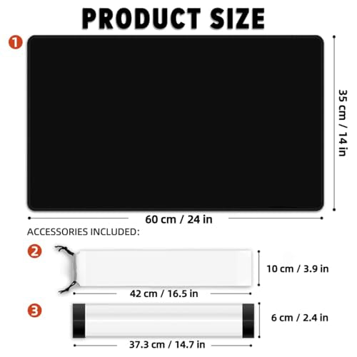 Classic Black TCG Playmat – Solid Color Card Game Mat for All Trading Card Games, 24x14 inch, Stitched Edge, Non-Slip Rubber Base, with Prismatic Playmat Tube - color: Solid Black