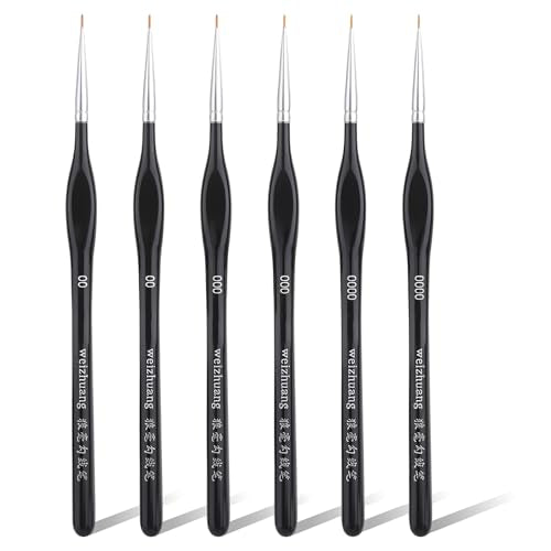 6PCS Detail Paint Brushes, Professional Fine Tip Paint Thin Miniature Brush, Small Artist Micro Paint Brushes for Acrylic Watercolor Oil Numbers Painting Models Detailing