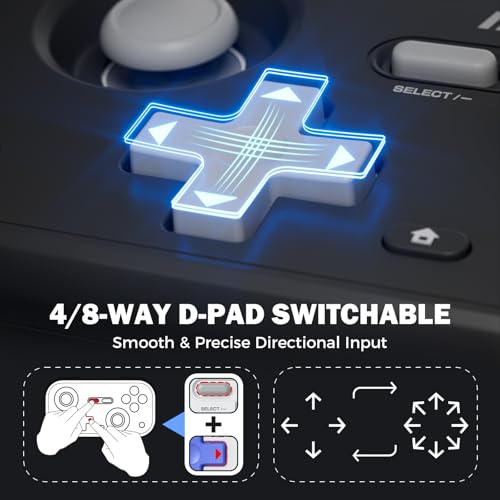IINE Retro Pocket Wireless Game Controller – Compact Gamepad with Hall Effect Joysticks, Customizable Buttons, 1000Hz Polling Rate – Compatible with PC, Switch, Mobile, Steam Deck, Tablet (Grey) - color: Grey