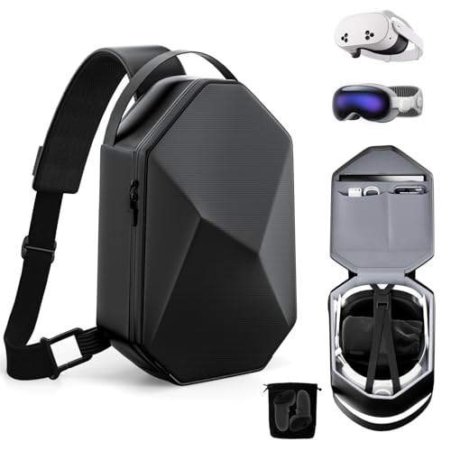 TOENNESEN VR Carrying Case for Meta Quest 3S/3/2, Fits BOBOVR/KIWI Straps | Half-Hard Shell, Shoulder Strap, Storage for Headset and Controllers, Travel-Friendly Design - color: Black