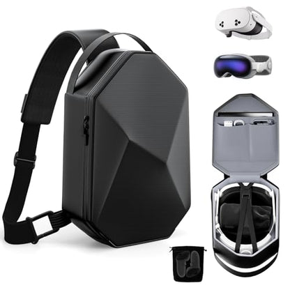TOENNESEN VR Carrying Case for Meta Quest 3S/3/2, Fits BOBOVR/KIWI Straps | Half-Hard Shell, Shoulder Strap, Storage for Headset and Controllers, Travel-Friendly Design - color: Black