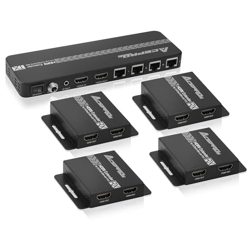 1080P 1x8 (4 Receivers) HDMI Splitter Over Cat6 Extender | up to 164 Feet (50 Meters) for 8 Monitors and 1 Loop-out Monitor (1 In 8 Out), IR Control and EDID Function - size: 1x8