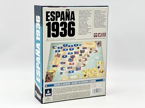 Devir - España 1936 Board Game, Historical War Strategy & Civil War Simulation Game, 2 Player Tactical Wargame for Teens and Adults, Ages 14+, 180 Playtime, (English/Spanish Version)