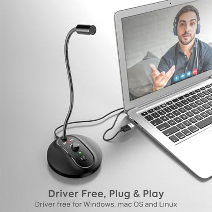 USB Computer Microphone with Mute Button, Plug&Play Condenser, Desktop, PC, Laptop, Mac, PS4 Mic -360 Gooseneck Design -Recording, Dictation, YouTube, Gaming, Streaming - color: JV-601Pro
