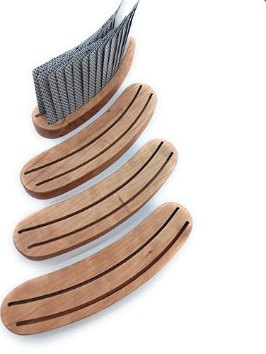 Solid Cherry Wood Playing Card Holders, Handcrafted in USA, Set of 4
