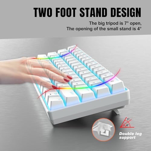 Snpurdiri 60% Mechanical Gaming Keyboard (White, Blue Switches) | Ice Blue LED Backlit 61 Keys Mini Wired Office Keyboard for Windows Laptop PC Mac - color: White(Ice Blue Light)/Blue Switch