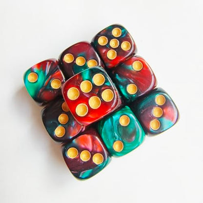 10 Pieces Polyhedral D6 Dice Set, 6 Sided Dice 16mm for RPG MTG DND Table Games (Red Green) - color: Red Green