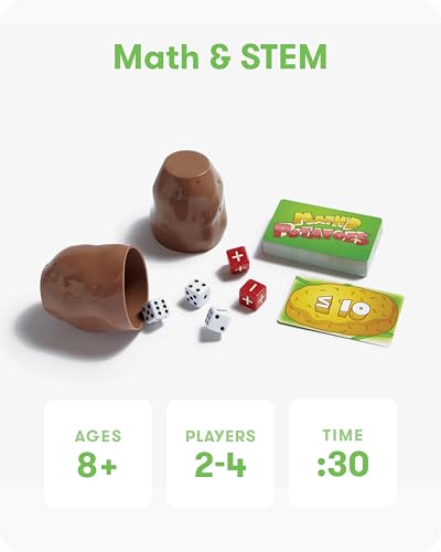 SimplyFun Math’d Potatoes Board Game, Math Game for Kids Ages 8+, Educational Dice Game with Addition and Subtraction - Fun Math Challenge for 2-4 Players - style: Math’d Potatoes