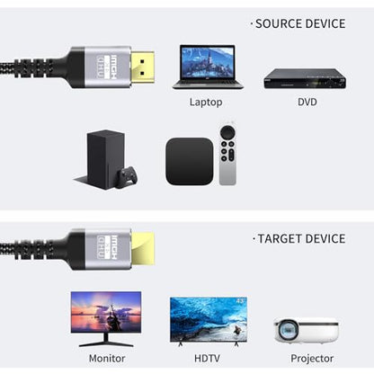 Soonsoonic 4K HDMI Cable 25 Foot | 18Gbps Ultra High Speed HDMI 2.0 Cable & 4K@60Hz HDR 3D ARC HDCP2.2 Ethernet HDMI Cord | for UHD TV Monitor Laptop Xbox PS4/PS5 ect (7.6m) - size: 25FT