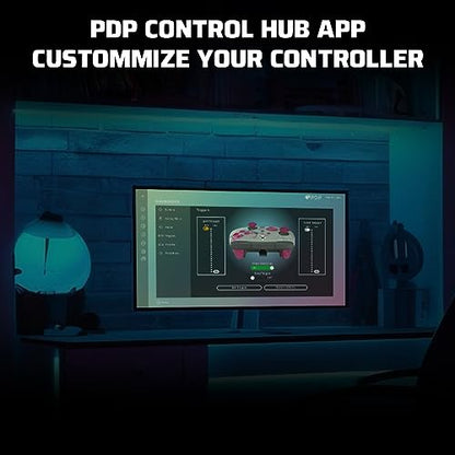PDP Gaming REMATCH GLOW Enhanced Wired Controller: Licensed Gamepad for Xbox Series X|S, Xbox One, Windows PC, Mappable Back Buttons, Advanced Customizable App - Cherry Blossom (Pink Glow in the Dark) - color: Cherry Blossom (Glow in the Dark), style: Con