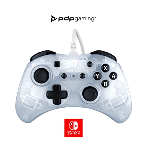 PDP Rock Candy Enhanced Wired Nintendo Switch Pro Controller, Switch Lite/OLED Compatible, Compact Durable Ergonomic Non-Slip Joystick (Frost White) - color: Frost White
