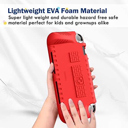 FINTIE Kid-Friendly Ultraligh Case for Nintendo Switch OLED Model (2021) | Game Card Slots, Ergonomic Grip Design, Lightweight EVA Foam, Anti-Scratch Protective Grip Case Cover, Red - color: Red