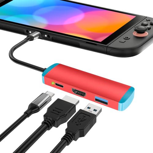 USB C to HD Adapter for Switch 2,Replacement for Official Switch Dock,USB C Docking Station with 4K@60Hz HD Port/Type C Port/USB 3.0 Port - color: Red, size: Normal Model