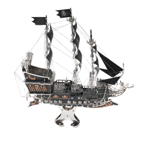 Black Pirate Ship 3D Metal Puzzle for Adults, 300+PCS 3D Metal Ship Model Building Kit, 3D Ship Puzzle Kit Steampunk Ship Jigsaw Assembly Model, DIY Craft Kit Gift