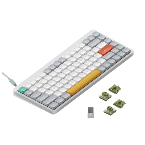 nuphy Air75 V2 Portable 75% Mechanical Keyboard,Wireless Keyboard,Supports Bluetooth/2.4G/USB-C RGB Gaming Keyboards,Compatible with Windows/Mac OS/Linux Systems White-Gateron Moss Switch - color: White, size: Gateron Moss Switch