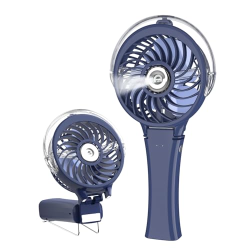HandFan Upgraded Portable Handheld Misting Fan, Rechargeable Personal Mister Fan, Spray Water Mist Fans, Mini Cooling Hand Fans for Summer Beach Travel Concerts, Gifts for Women(Royal Blue) - color: Royal Blue, style: HF318C