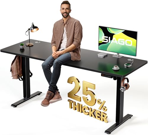 SIAGO Electric Standing Desk Adjustable - 63 x 24 Inch Sit Stand up Desk with Cable Management - 3 Memory Preset Adjustable Height Table | Smooth Height Adjustment, 200lbs Stability, 3 Memory Presets, Cable Management, Pre-Labeled Easy Assembly - color: B